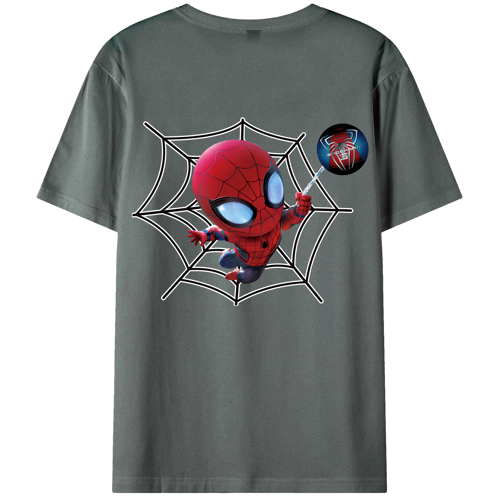 （画像用） Spider Man スパイダーマン 綿100％ メンズ半袖Tシャツ（バックプリント） 通気性